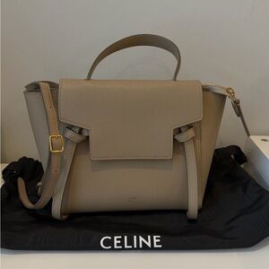 CELINE Grained Calfskin Nano Belt Bag Light Taupe